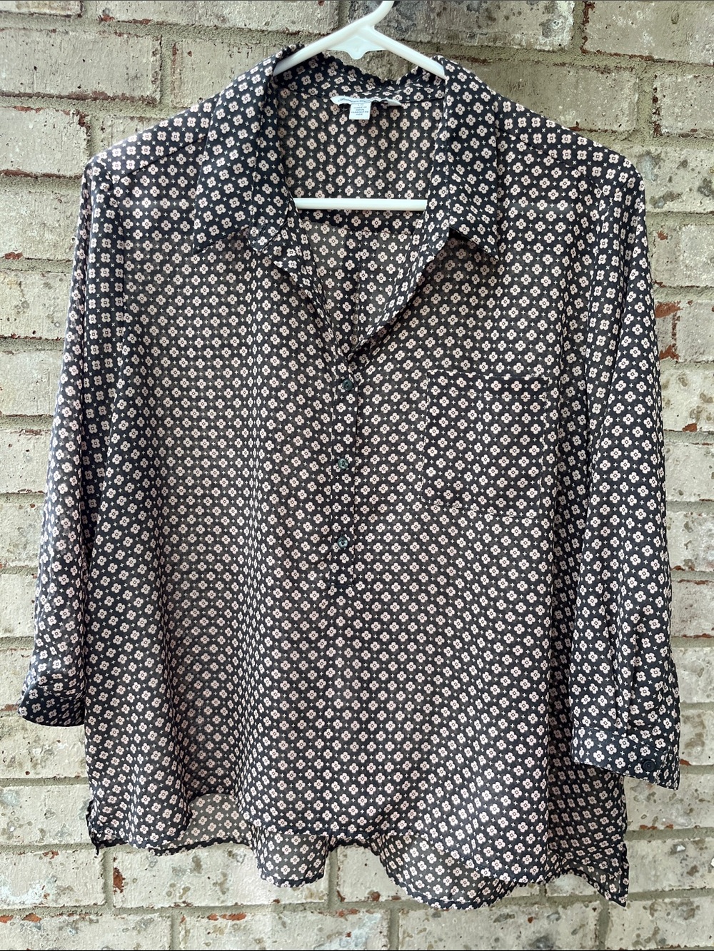 American Eagle Outfitters Brown Geometric Blouse LG